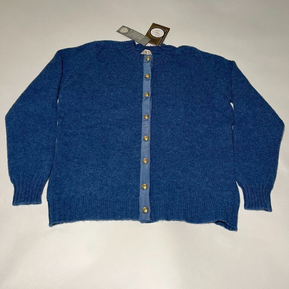 Barrie Knitwear Sweater Size 42 Cardigan Shetland 100% Pure Wool Gold Buttons